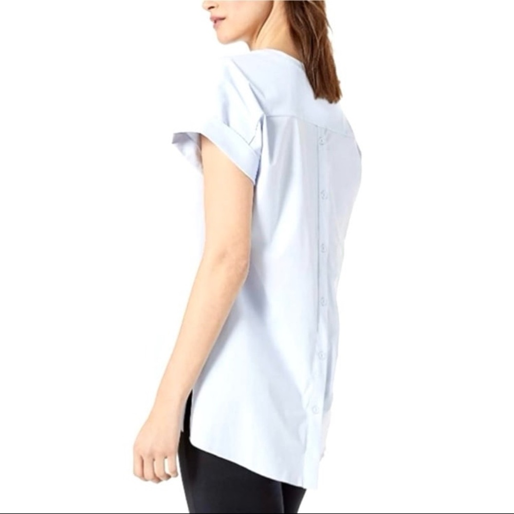 LYSSE White V Neck Button Down Back Blouse